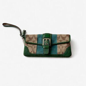 Vintage Coach Soho Signature Canvas Wristlet – Green Suede – Y2K  Authentic vint